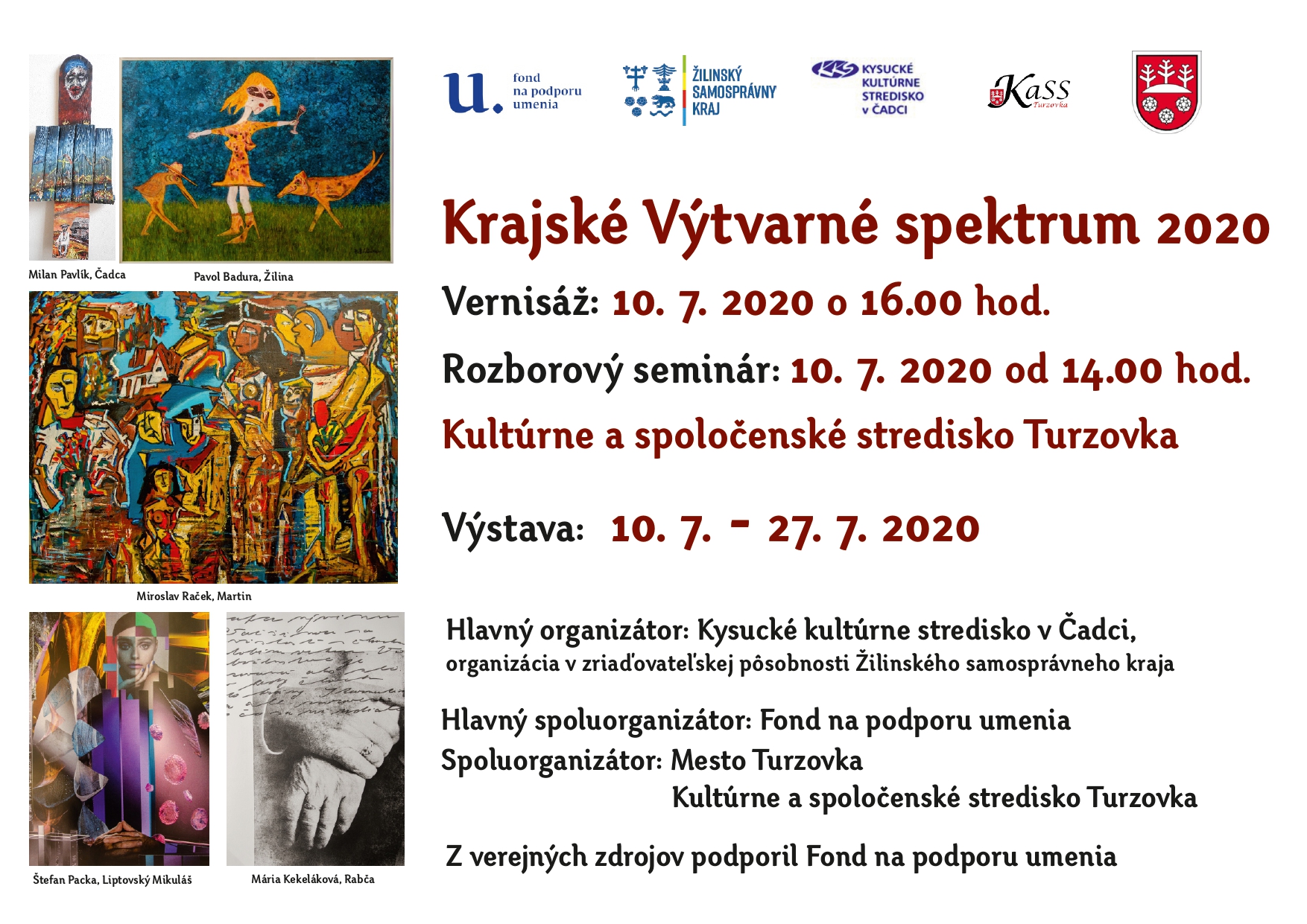 KKS v Čadci Pozvánka krajské Výtvarné spektrum 2020