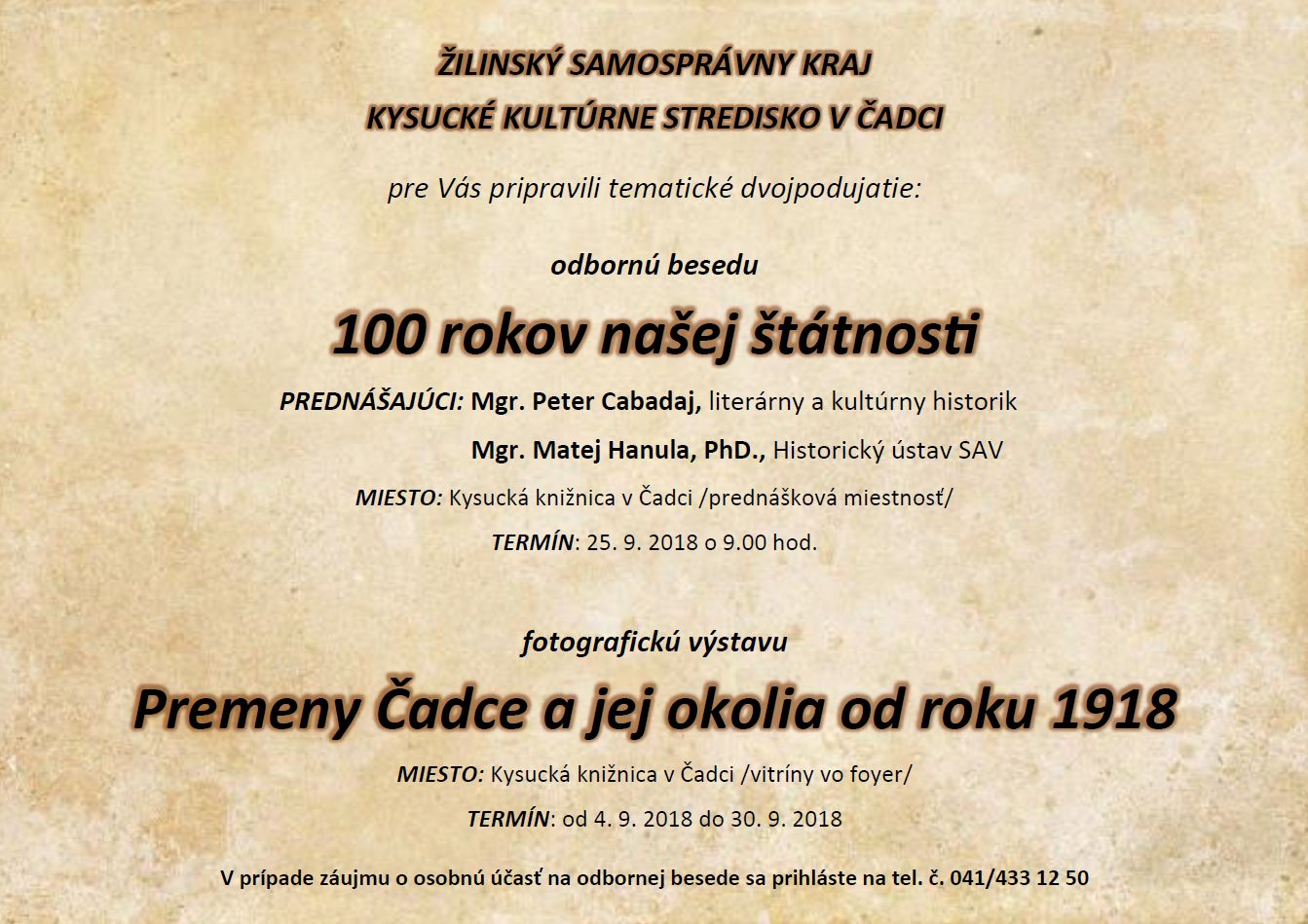 Pozvánka 100 rokov našej štátnosti